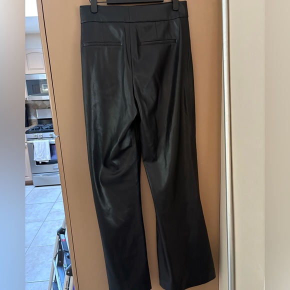 Alice + Olivia Black Wide Leg Pants Faux Leather - Picture 3 of 5